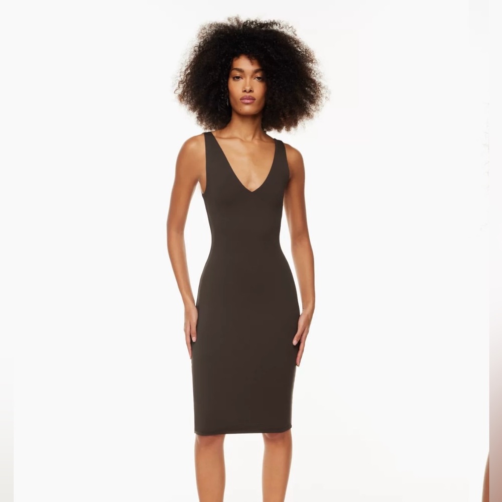 Aritzia Babaton V neck contour coffee bean dress XS